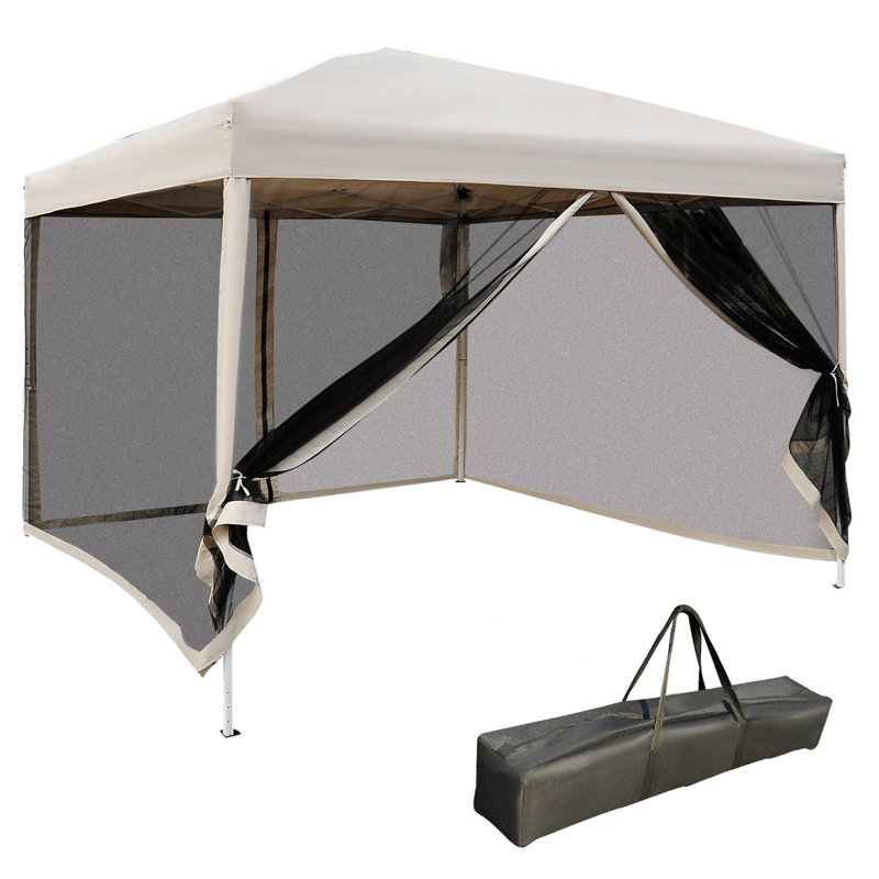 Tente à auvent 10 'X avec filet respirant - Hauteur réglable pour le jardin extérieur, le patio peut accueillir 10 filets escamotables 210D à installation rapide et facile, 10', réglable, sac de transport, fêtes et événements