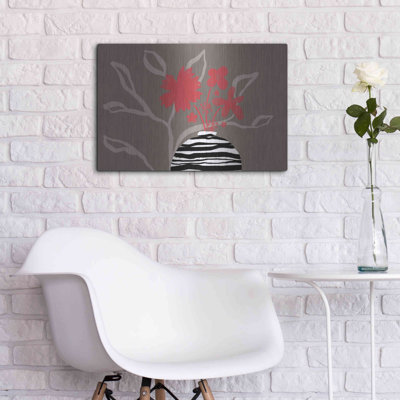 Art mural en métal Winston Porter «Dancing Red Flowers» par Delores Naskrent