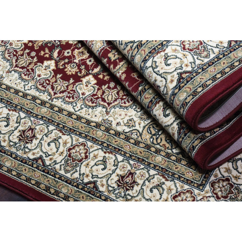 Tapis oriental rouge / ivoire Attell, Rectangle 9 pi 2 po x 12 pi 10 po
