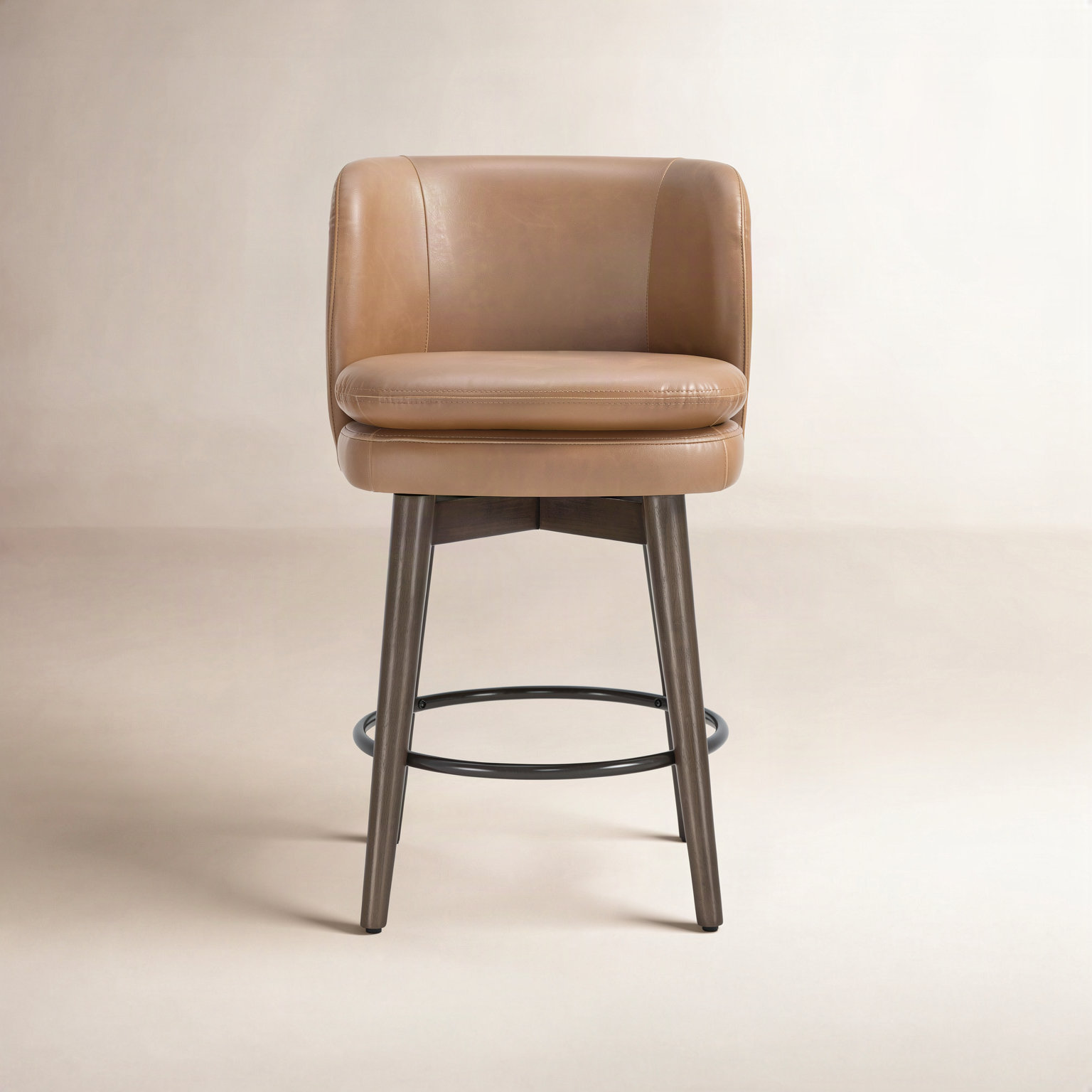 26" Swivel Bar Stool, Wax Sand Faux Leather