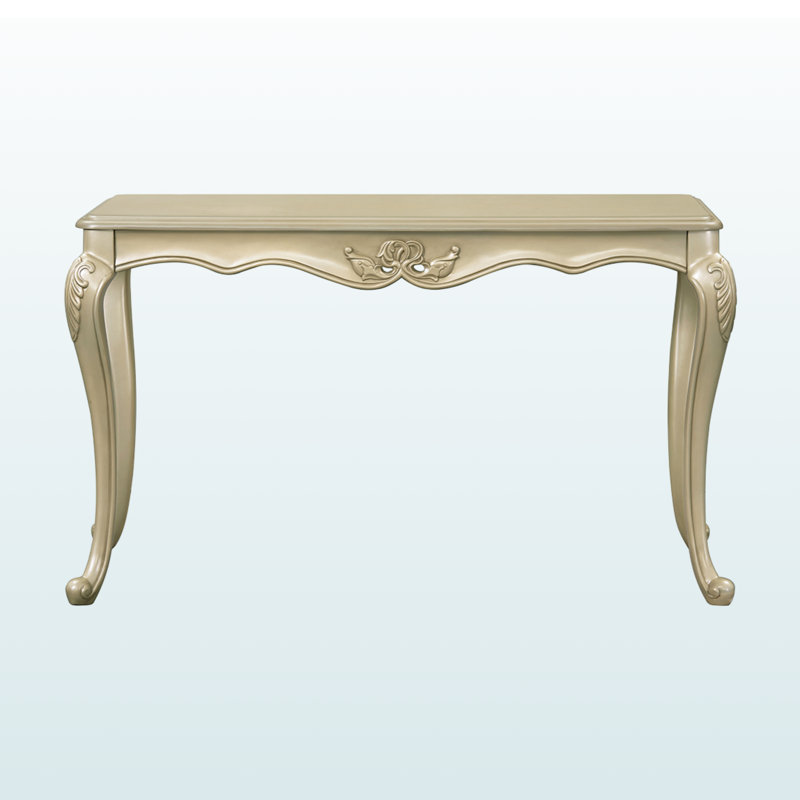 Table de canapé Yelven avec finition champagne - Cadre en bois élégant et bordure florale pour un décor de salon classique