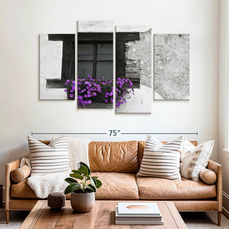 Lilie Purple Flower Box BW, 42'' H x 68'' W