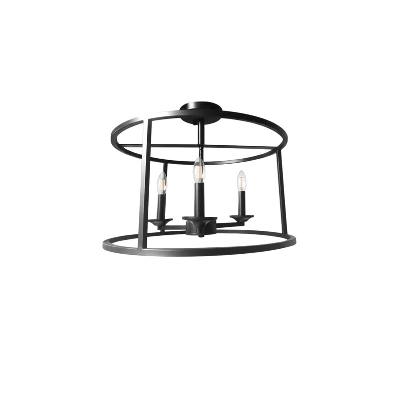 Plafonnier semi-encastré 3 lumières 18 po Demaryius, Noir