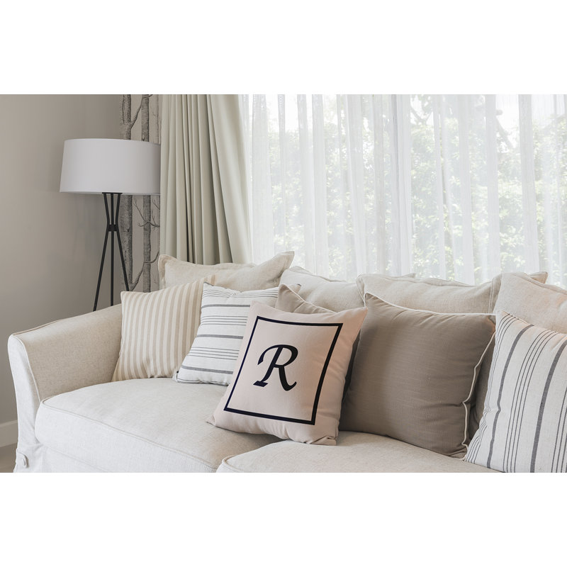 Housse et insert d'oreiller carré, 16 po x 16 po, Bleu marine / blanc, R