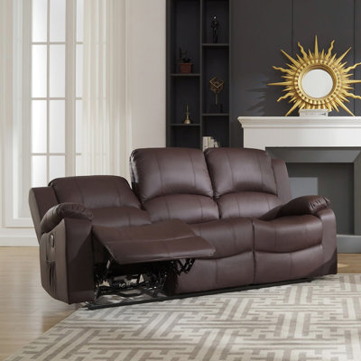 Manervia 3 Seater Faux Leather Reclining Sofa