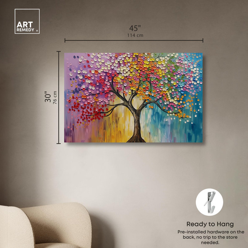 Colorful Tree Art on Wrapped Canvas, 45" x 30"