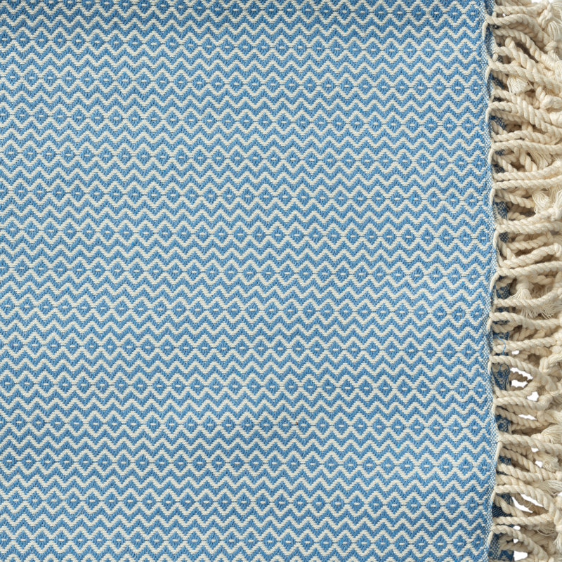 Jeté 100% coton Dacion, Bleu géométrique