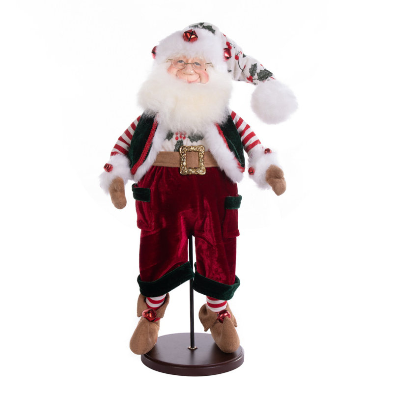 Poupée de père Noël 19 "avec support Vickerman Holly Jolly