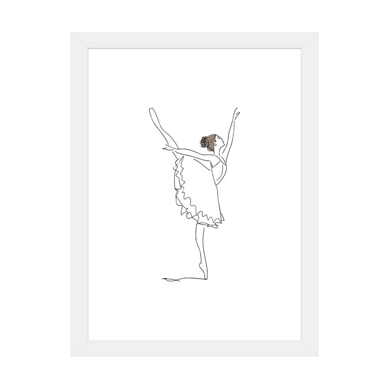 Ballet Line Art - impression d'art graphique, Papier encadré blanc, Blanc, H 24 po x l 16 po x P 1 po