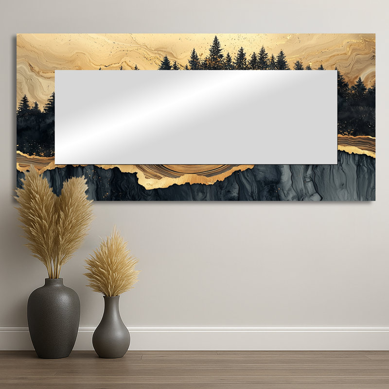 «Forest River Of Black Onyx Crystal II», art mural en miroir, imprimé sur métal, 28 po x 60 po