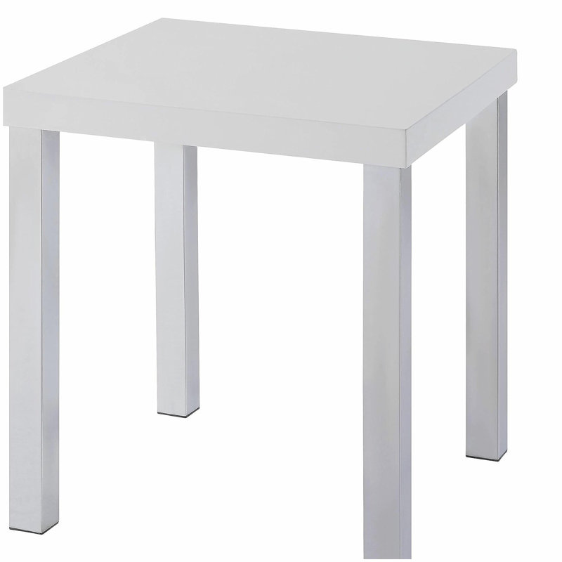 White High Gloss and Chrome End Table