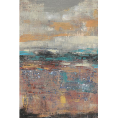 Teal Sunset II by Jennifer Goldberger - Wrapped Canvas Painting