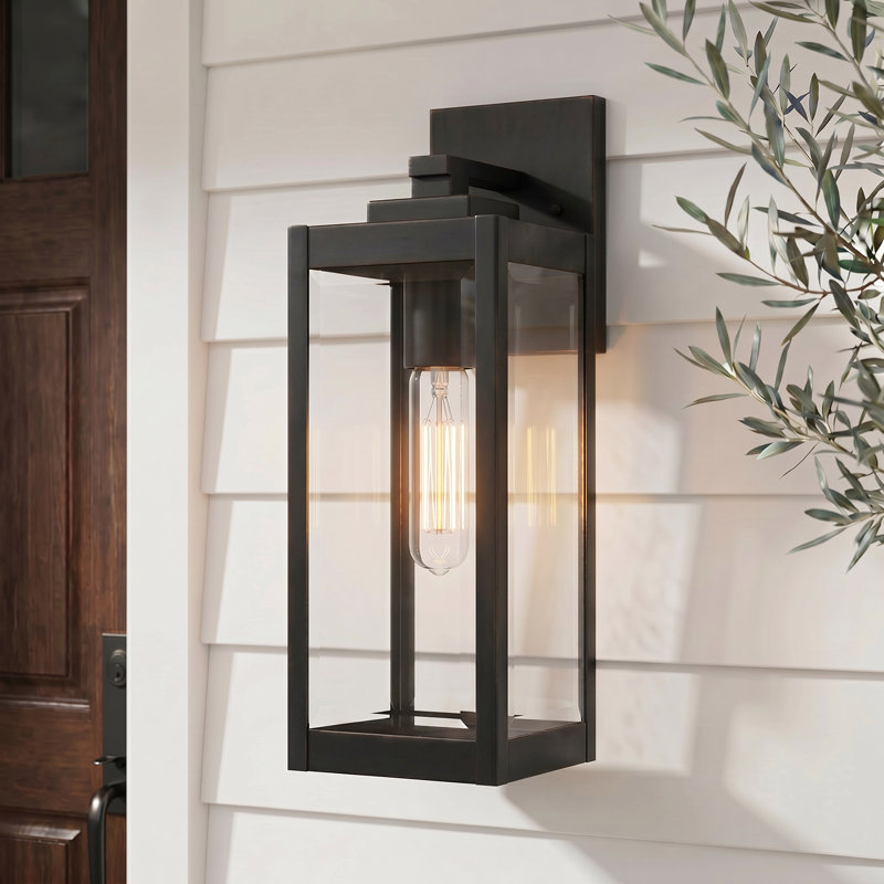 Westover 1-Light Western Bronze Outdoor Wall Lantern, 14.25" H x 5" W, Western Bronze