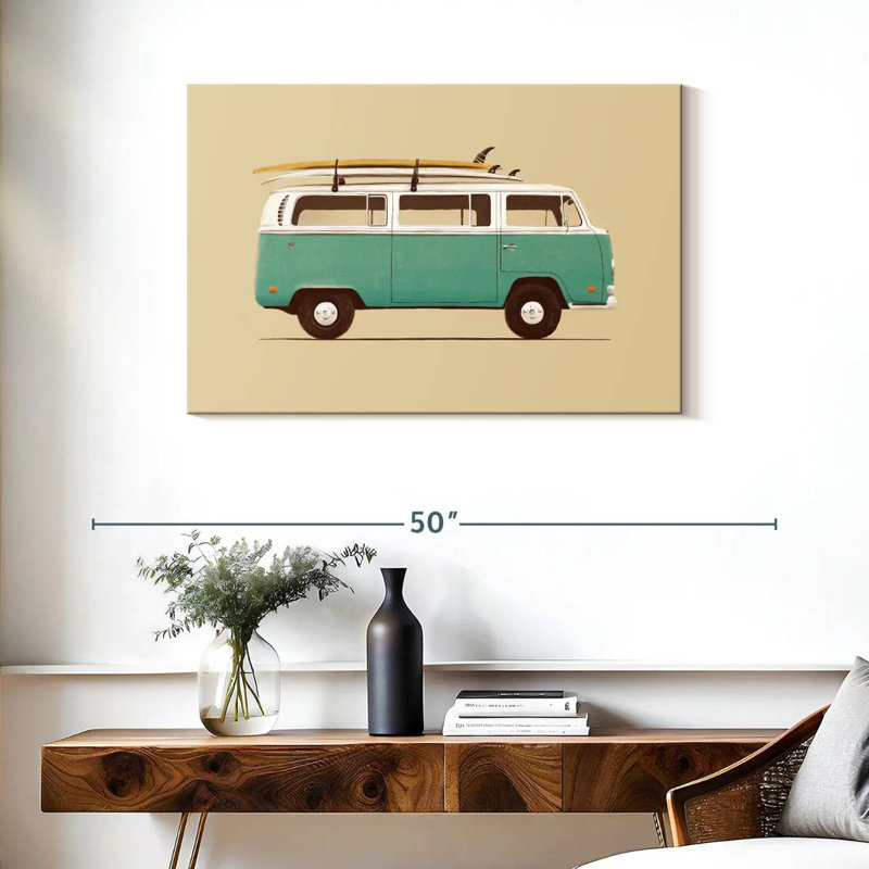 Mehar Blue Retro Van, 24" H x 36" W