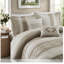 Ensemble de literie de luxe pour très grand lit 5 pièces, microsuède taupe, conception moderne et confortable pour une utilisation toutes saisons
