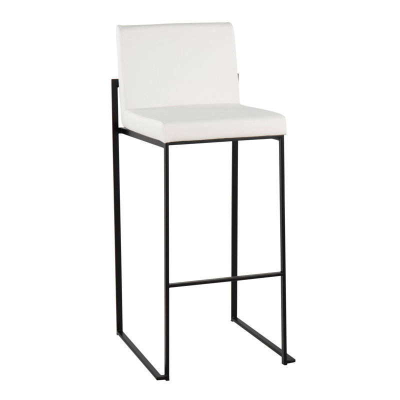 Tabouret de bar contemporain à haut dossier, Noir, Blanc, 2