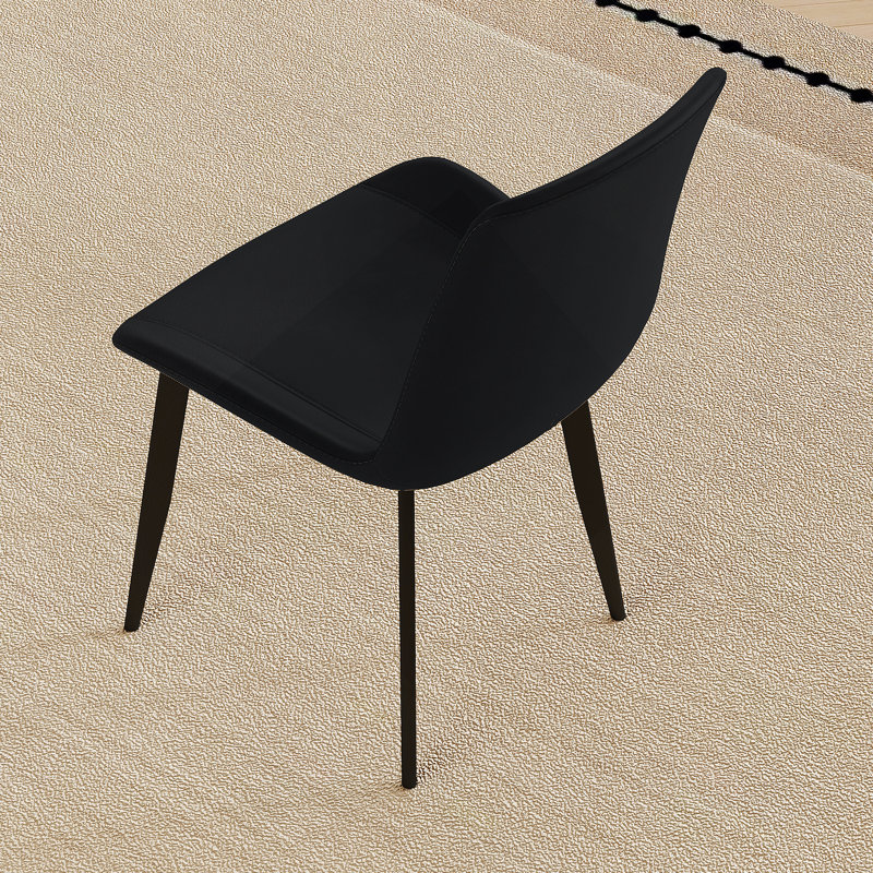 Chaises de salle à manger modernes, chaises en cuir de polyuréthane avec pieds en acier au carbone pour la maison, le restaurant, la salle de conférence, noir (ensemble de 4)