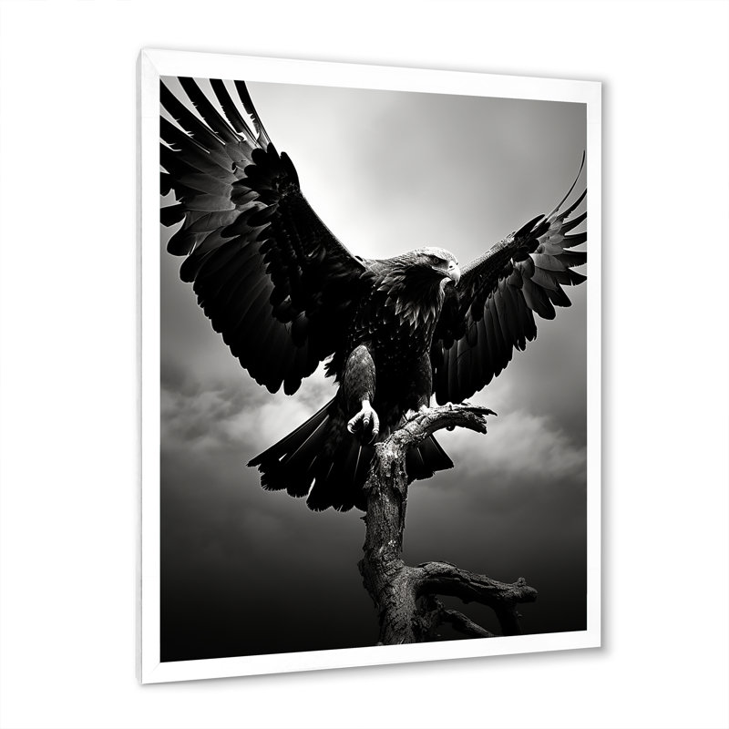 «Powerful Bold Eagle» - Imprimé, H 20 po x l 12 po x P 1 po, Cadre simple blanc
