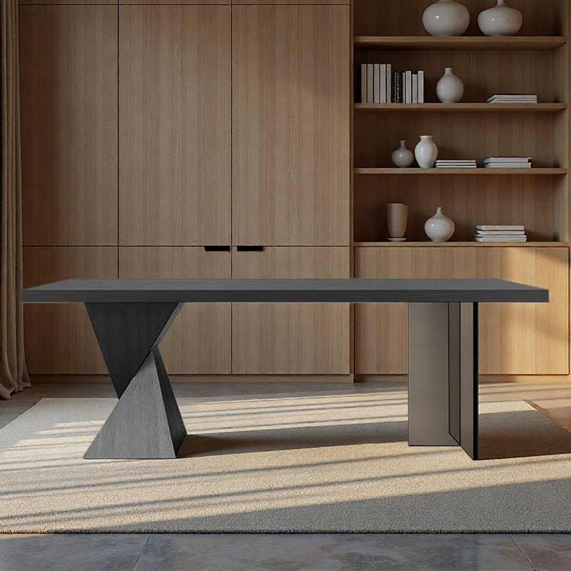 Acrylic legs for the desk, simple and rectangular, Black, 29.53" H x 94.49" W x 39.37" D