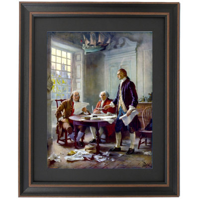 Writing the Declaration of Independence by Jean Leon Gerome Ferris | Framed Print