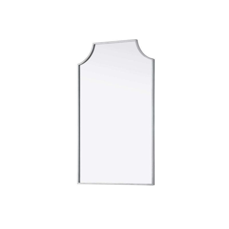 Notched Metal Mirror 22x36 inch in Silver, Silver, 36" x 22"