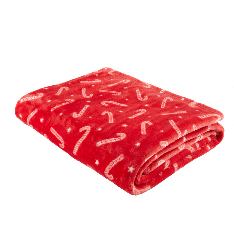Christmas Candy Cane Fleece Blanket Throw