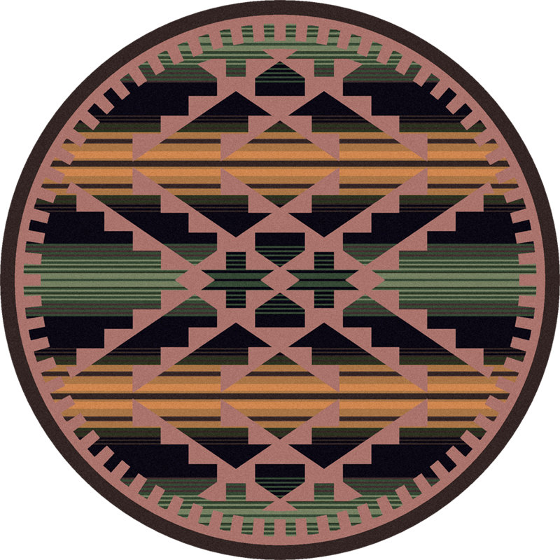 Tapis sauge de style sud-ouest Menik, Rond 7 pi 7 po