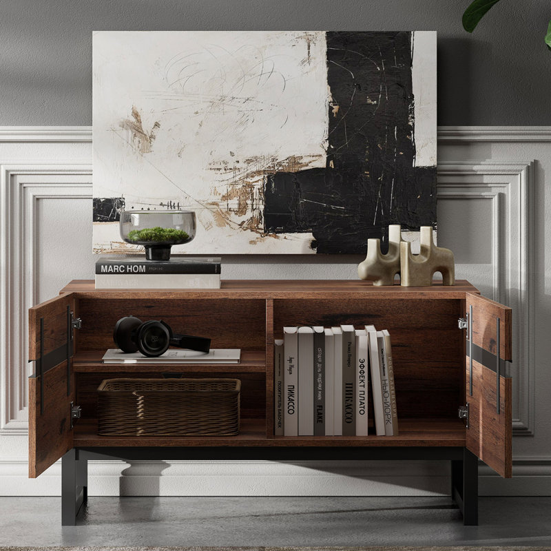 Crédence de rangement l 70,9 po Aadam, Bois brun foncé