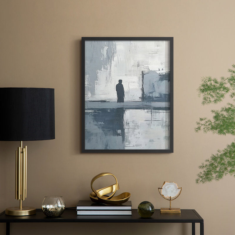 Abstrait, impression encadrée CCxxi - prêt à être accroché, H 10 po x l 8 po, Noir
