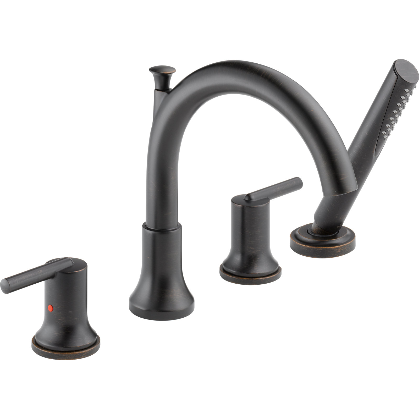 Trinsic Double Handle Deck Mounted Roman Tub Faucet Trim with Handshower, Venetian Bronze