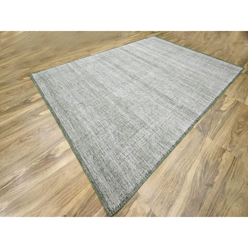 Tapis oriental rectangulaire en laine vert noué à la main 9 pi 9 po x 13 pi 10 po - MOA10276277