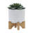5" CHEVRON PLANTER W/ STAND, WHITE-1846271194