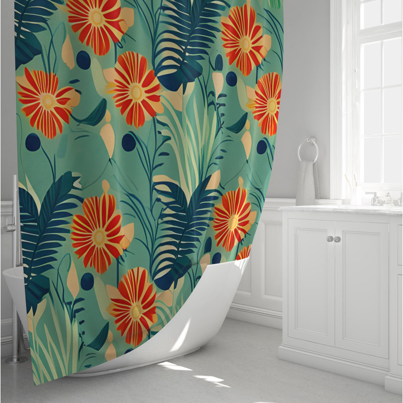 Curtesha Floral Shower Curtain, 72" H x 70" W