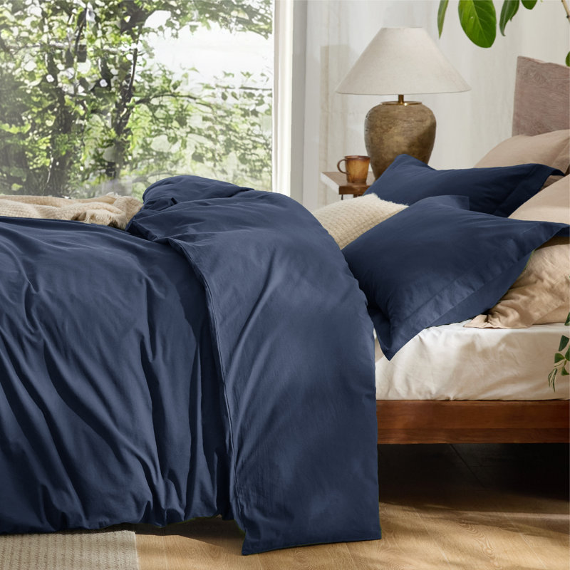Bedsure 100% Washed Cotton Duvet Cover Set, Super King Duvet Cover + 2 Shams(20"*36"), Light Brown