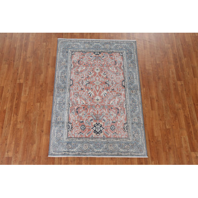 Tapis turc en laine à motif floral unique noué à la main 3 pi 11 po x 5 pi 10 po Ziegler