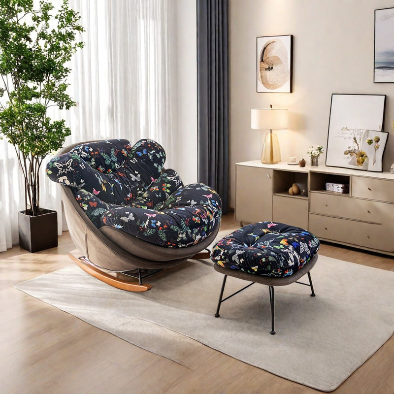 Chaise rembourrée en duvet avec housse amovible, Noir, noir, noir, noir