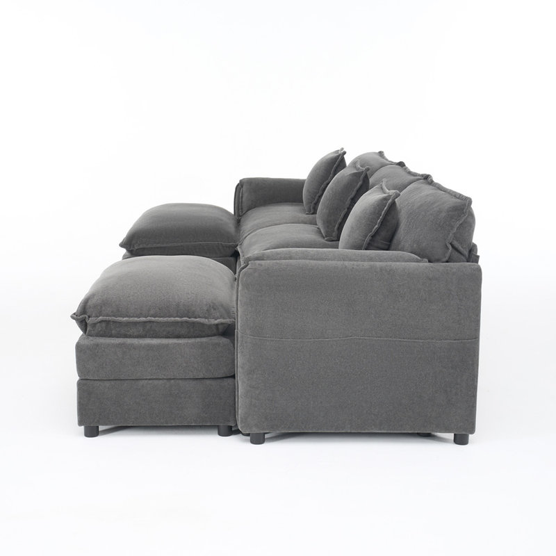 U Shaped 3-Seater Sofa (Gray)