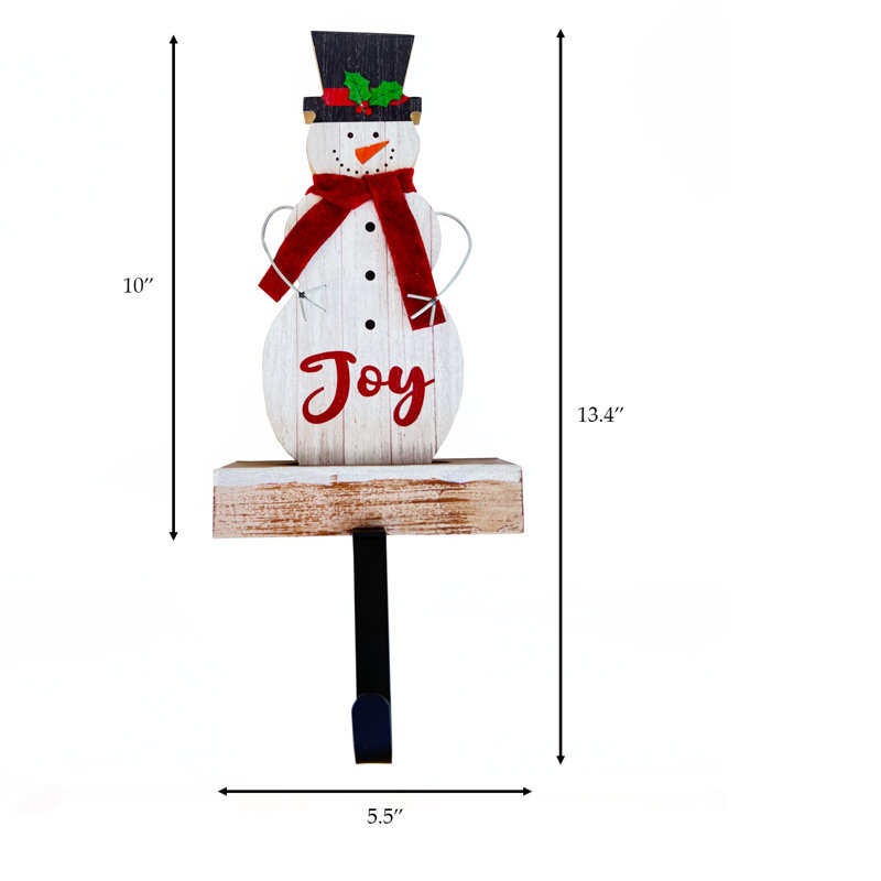 Porte-chaussette de Noël en bois bonhomme de neige
