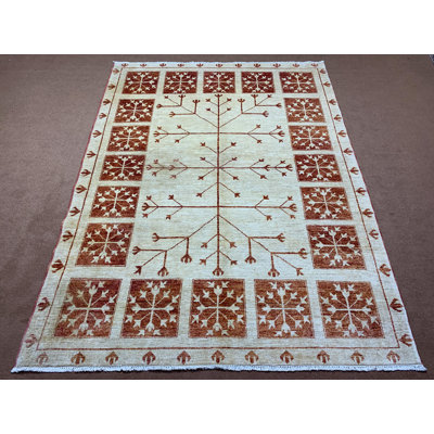 Tapis afghan en laine fabriqué à la main afghan / tapis afghan Chobi de 5,10 x 7,10 pi / tapis à motif d'arbre / tapis tribal / tapis à poils doux / chambre / salon.