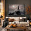 Toile d'Halloween au clair de lune sur un rocher avec des corbeaux-1248656005