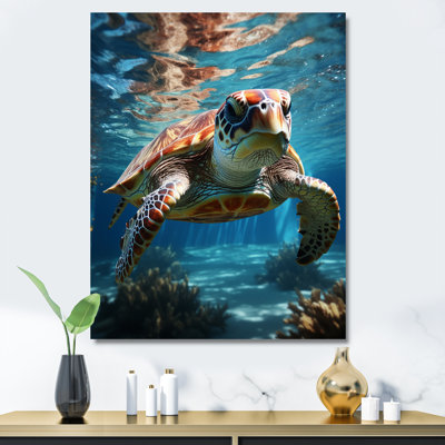 Turtle Aquatic Wandererin Ocean, reproduction d'art sur toile