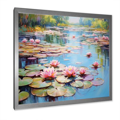 Blue And Green Monets Lake Reflections 3 - Lake Wall Art
