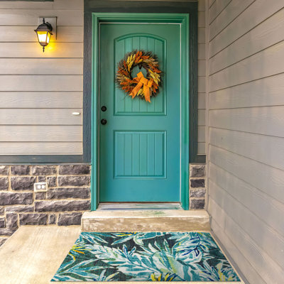 Tapis floral d'extérieur Sunshine - vert / bleu / jaune