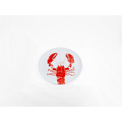 Assiette de homard rouge | Ensemble de 8 assiettes dorées pour assiettes