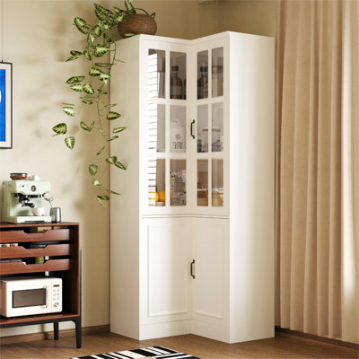 Armoire de rangement d'angle 78,9 "avec portes en verre