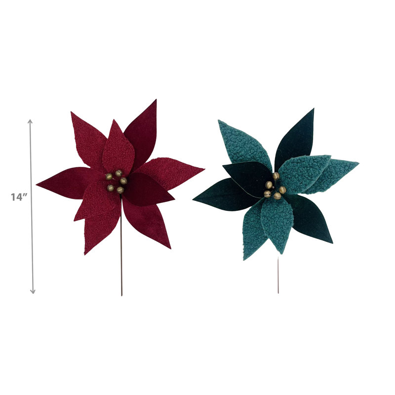 Sherpa Poinsettia Pick (assorti) - ensemble de 12