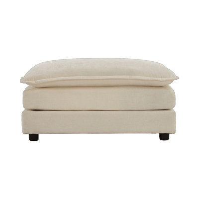 Repose-pieds beige avec tissu en chenille doux - Bois massif pour canapés 2, 3, 4 places dans une relaxation respirante et coussinée
