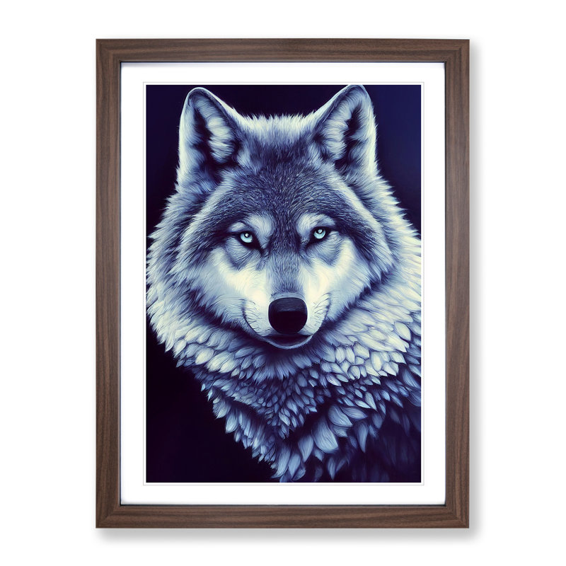 Mesmerising Wolf - Framed Print, 64cm H x 46cm W, Brown