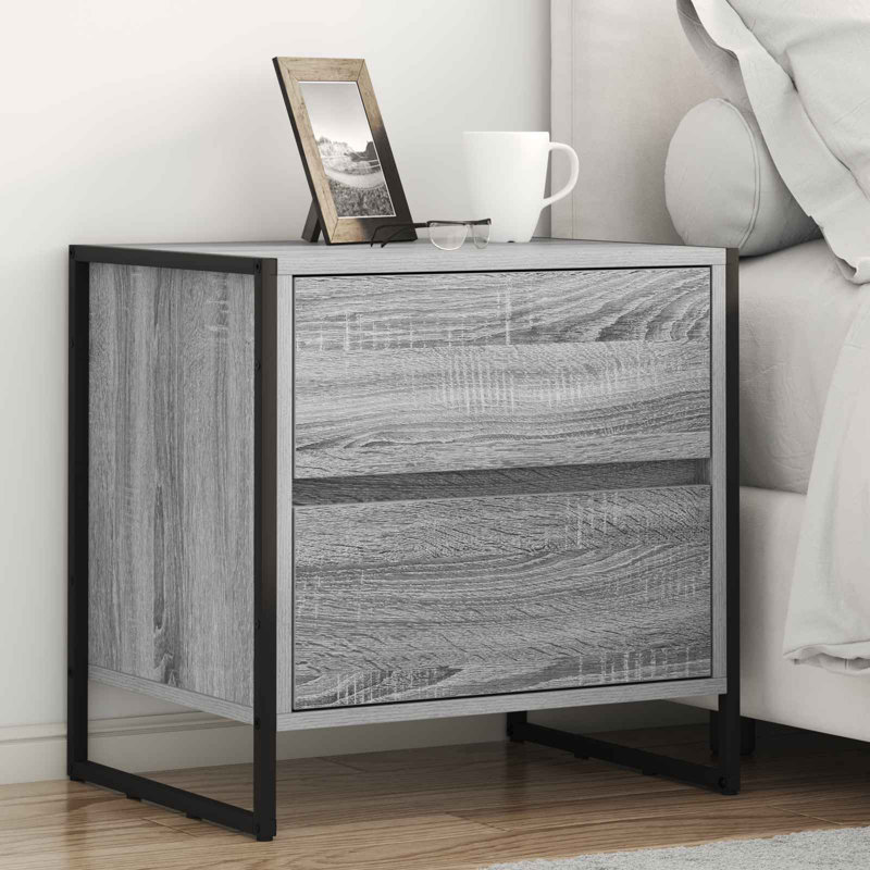 50cm W Manufactured Wood Bedside Table, Grey Sonoma