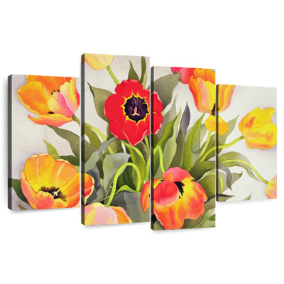 Harnek orange et tulipes rouges